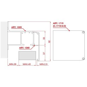TERNO 1719/A/2 tolóajtó profil végzáró méretekkel - Terno