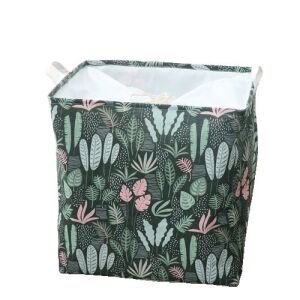 Zöld levélmintás összecsukható tárolódoboz fogantyúkkal, 100L kapacitás - Tárolódoboz & kosár