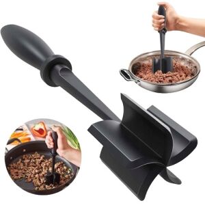 Tocător de carne manual Flippy, negru, cu 5 lame curbate, pentru tocat și amestecat carne, rezistent la căldură, multifuncțional, plastic rezistent, 28x6cm - Ustensile de bucătărie