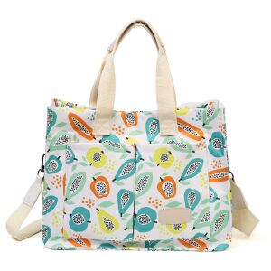 Kézitáska/Válltáska, Többfunkciós, Flippy, Pattintható záródás, Gyümölcsnyomat, Textilanyag, 33,5 x 25 x 14,5 cm, Többszínű
