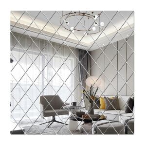 Set de 58 oglinzi acrilice autoadezive, pentru decorarea peretilor, 100x100cm, argintiu 120966582
