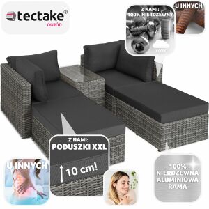 Luksusowy szezlong, technorattan, San Domingo 120968516 - TecTake Zestaw do siedzenia w ogrodzie