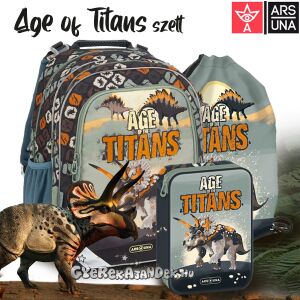 Ars Una Age of Titans dinoszauruszos iskolatáska szett fiúknak, tartalmazza a hátizsákot, a tolltartót és a tornazsákot - Ars Una