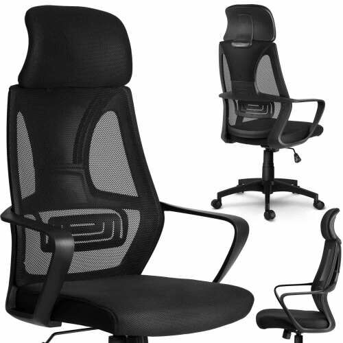 Praga black mesh ergonomic office chair collage