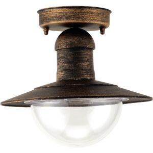 Lampă de plafon Avide Imperial pentru exterior, finisaj aur antic, cu glob de sticlă transparent, IP44 - Plafoniere