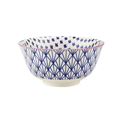 ORNAMENTS tálka 520 ml, sötétkék-fehér