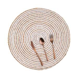 SAUVAGE natúr/fehér kerek alátét, 38 cm átmérő - Tányéralátét