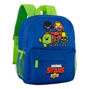 Plecak przedszkolny Brawl Stars, niebieski z zielonymi akcentami, z postaciami z Brawl Stars - Plecak, torba Ovis
