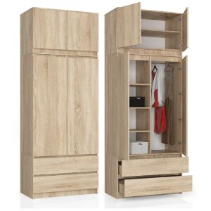 Akord Sonoma Tölgy Magas Szekrény Nyitott Ajtókkal, Belső Tárolóval - Akord