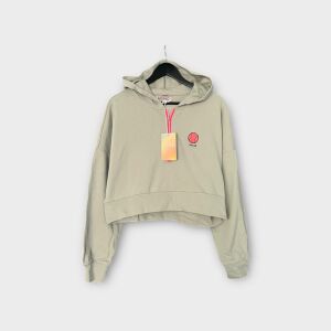 MyMO női rövidített kapucnis pulóver, világoszöld, rózsaszín cipzárral - Női pulóver