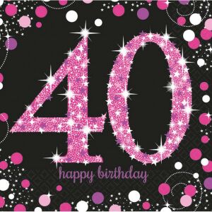 Happy Birthday Pink 40 Pink szalvéta 16 db-os 33x33 cm 137983000 - Amscan