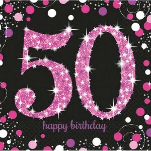 Happy Birthday Pink 50 szalvéta 16 db-os 33x33 cm 120999335 - Szalvéta