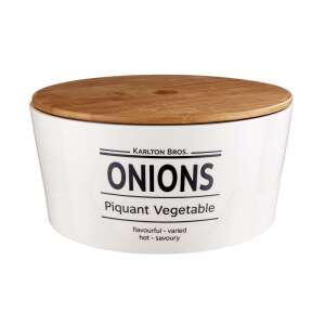 KARLTON BROS. hagymatároló, fehér kerámia bambusz fedéllel - Bros