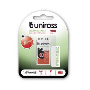 Uniross 9V Akkumulátor Ni-MH HYBRIO 200 mAh 9V Uniross 121009371 - Uniross