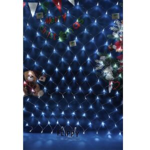 Flippy karácsonyi Fényfüggöny, 15 m x 1 m, 640 hideg fehér LED, transzformátorral, hosszabbító kábellel, 5 m átlátszó vezeték