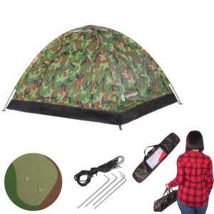Springos 2-person camping tent with accessories, including carrying bag, tent pegs, and rope - Springos