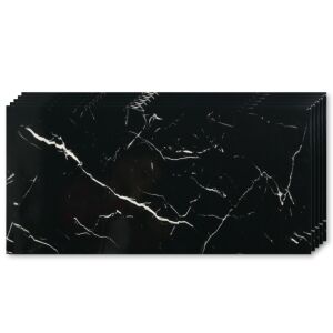 10 db öntapadó márványutánzat készlet, Vízálló, Modern kialakítás, Könnyen felszerelhető, Erős ragasztó, 2 mm vastag, 1,8 nm fedőfelület, 30 x 60 cm, fekete/fehér