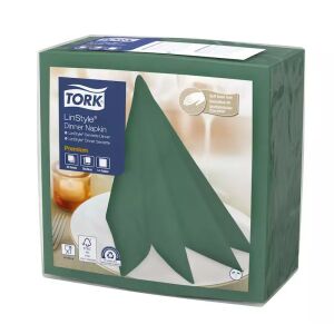 Tork szalvéta Linstyle, premium textilhatású, SÖTÉTZÖLD, 39/1, 50db/csg, 12csg/karton 122367914 - Tork
