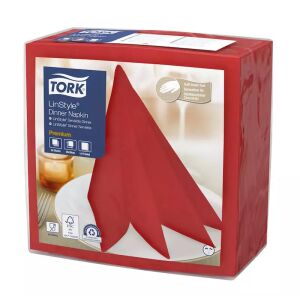 Tork szalvéta Linstyle, premium textilutánzatú, piros 39/1, 50db/csg, 12csg/karton 122367919 - Tork