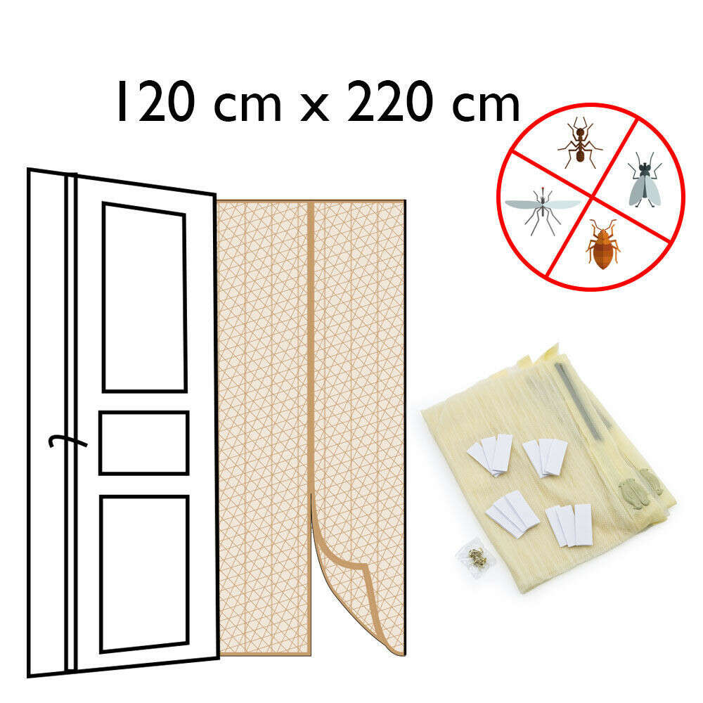 Mágneses szúnyogháló ajtóra - rovarfüggöny / 120x220 cm - vajszín...