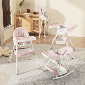 Wielofunkcyjne składane krzesełko do karmienia Pepita Happy ze schowkiem na zabawki i podwójną tacką #różowy 124603138 - Baba & Tipegő