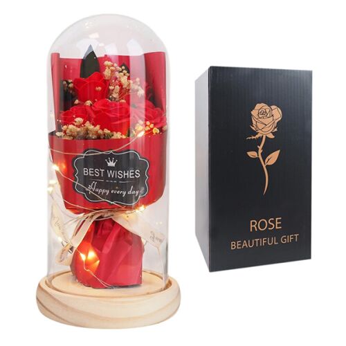 Világító LED virágcsokor búrában