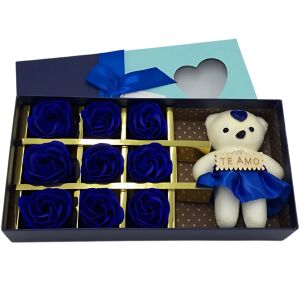 S DEPOT® virágkötészeti díszdoboz, különleges alkalmakra, mackóval és műrózsákkal