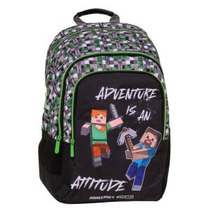 Minecraft fekete hátizsák Alex és Steve mintával, ideális iskolába - Minecraft