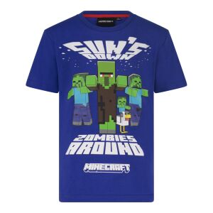 Tricou copii Minecraft Sun's down, 140см, Albastru