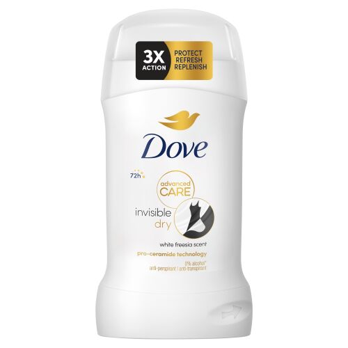 Dove Advanced Care Invisible Dry Deodorans Stick, 50ml, Miris bijele frezije, 0% alkohola, Pro-Ceramid tehnologija, 72h zaštite