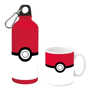 Pokémon Aluminum Canteen & Ceramic Mug Set, red Poké Ball design - Food & beverage carrier