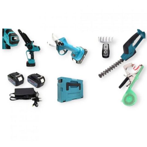 Hitman 4-in-1 Akku-Gartengeräteset HT/Bacd-2449Rx, beinhaltet eine Mini-Kettensäge, eine Astschere, eine Heckenschere und ein Band-Bindegerät