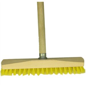 Közelkép a fa nyelű súrolókeféről sárga sörtékkel - Partvis & Seprű és Partvis fej