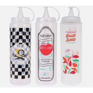 Zestaw 3 dozowników do sosów Excellent Houseware, plastik, 700 ml, wielokolorowy 121146413 - Przybory kuchenne
