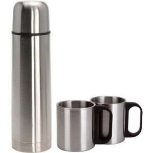 Termos din oțel inoxidabil cu două căni, capacitate 1 litru, argintiu - Termosuri și suporturi pentru băuturi