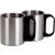 Hrnček z nerezovej ocele s čiernou rukoväťou