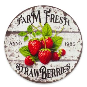 Nyomtatott fa tábla - Eper farm koszorú közép 11,8cm