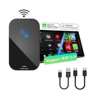 ENZIRO® 2 az 1-ben vezeték nélküli autós adapter autókhoz gyári vezetékes CarPlay-vel, automatikus Plug and Play csatlakozással, AI processzorral, autós Smart Box-szal, Bluetooth 5.0-val, WiF 121155099 - Bluetooth adapter