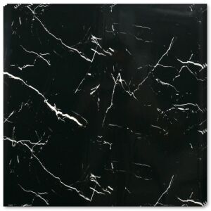 10 db öntapadó márványutánzat készlet, Vízálló, Modern kivitel, Könnyen felszerelhető, Erős ragasztó, 2 mm vastag, 3,6 nm fedőfelület, 60 x 60 cm, Fekete/fehér