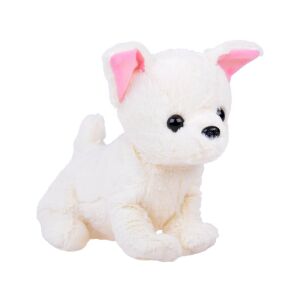 Sisi câine de pluș interactiv, pui de chihuahua alb cu urechi roz, perfect pentru copii - Plușuri interactive