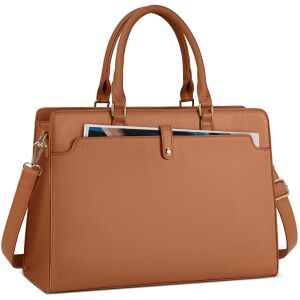 Dollcini braune Laptoptasche für Damen, PU Leder Umhängetasche und Handtasche - Handtaschen
