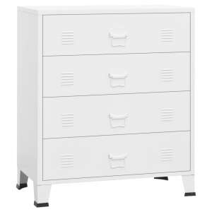 vidaXL white metal industrial chest of drawers with 4 drawers - Office Furniture