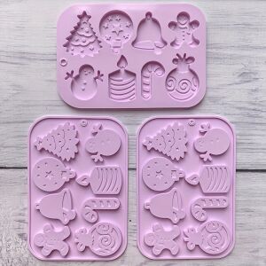 Karácsonyi Szilikon Öntőforma - 9 db Motívum