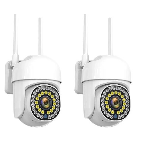 Két fehér 1080P kültéri beltéri WiFi IP biztonsági kamera éjjellátóval