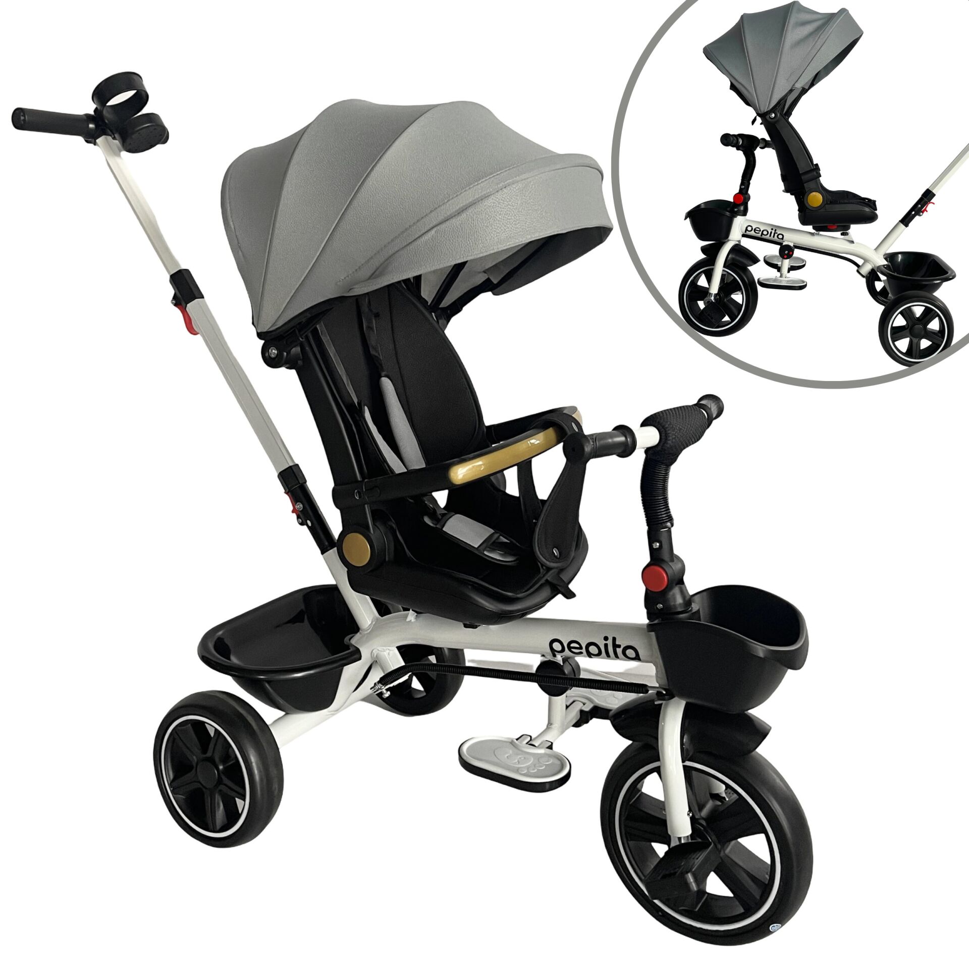 Pepita Fleppy 360°-ban forgatható Tricikli dönthető üléssel, toló... Pepita Fleppy 360°-ban forgatható Tricikli dönthető üléssel, toló...