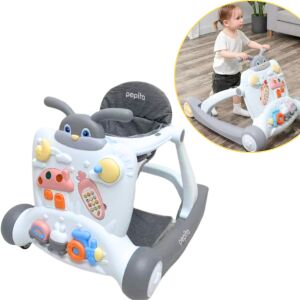 Pepita Bunny 3in1 Multifuncțional Interactive Baby Walker și Walking Helper #gri-alb