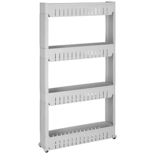 Springos 4-tier grey mobile storage shelf, perfect for bathroom or kitchen organization