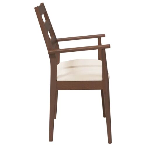 Oldalnézet a VidaXL barna tömörfa étkezőszékről párnával