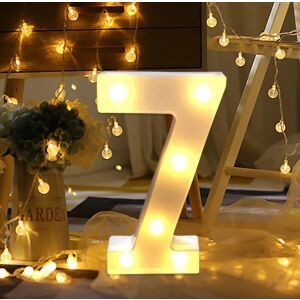 Világító 7-es szám dekorációs lámpa, meleg fehér LED, elemes, 22cm magas - Dekorációs lámpa
