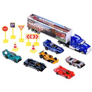 7 piece toy car set with trailer truck, road signs and cones - Nonbrand Kids's play car